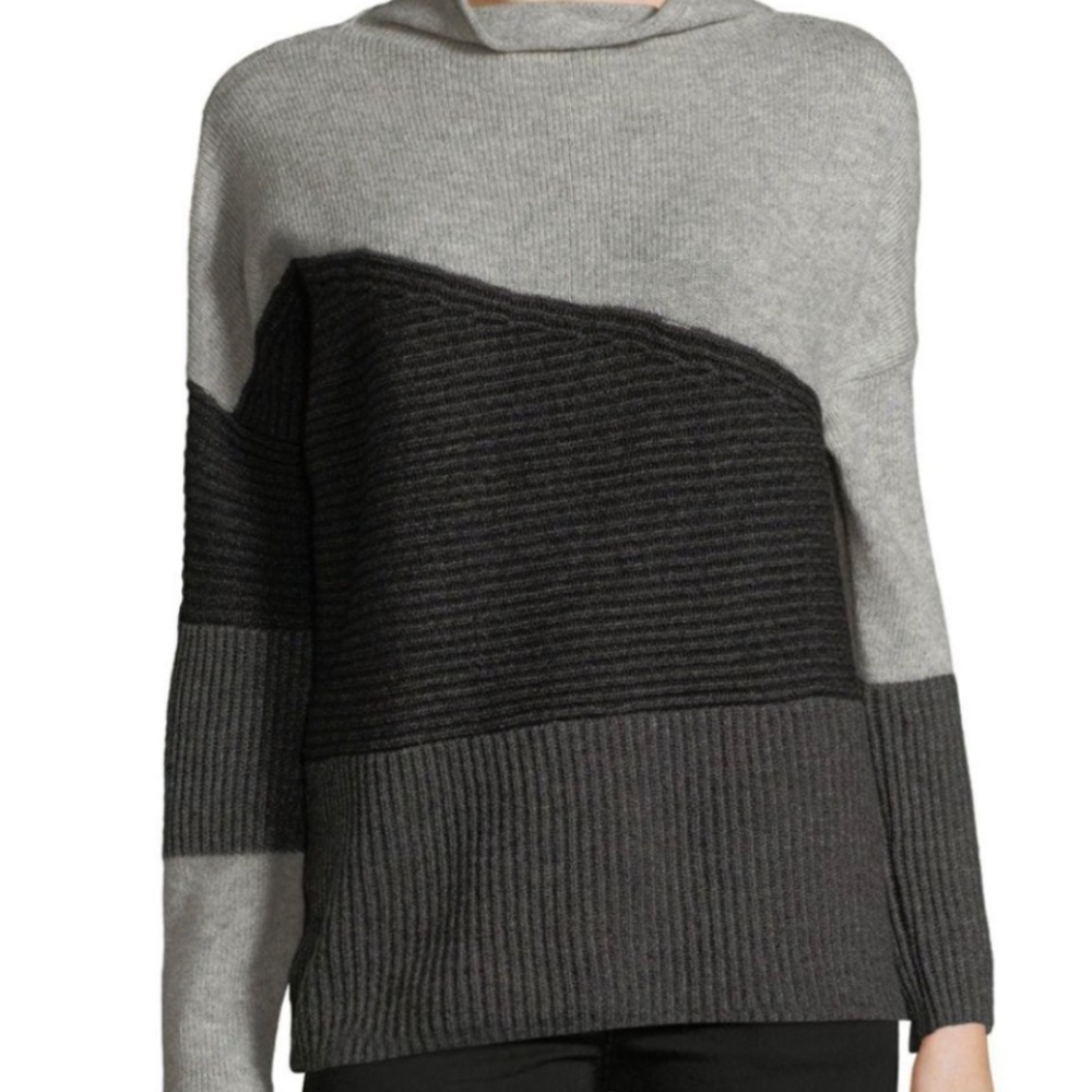 French Connection Womens Boxy Lagen Look Contrast Knit Sweater Size Large